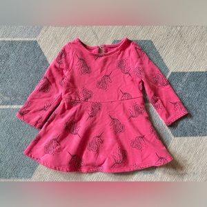 Cat & Jack Toddler Girl Pink Unicorn Long Sleeves Plush Dress